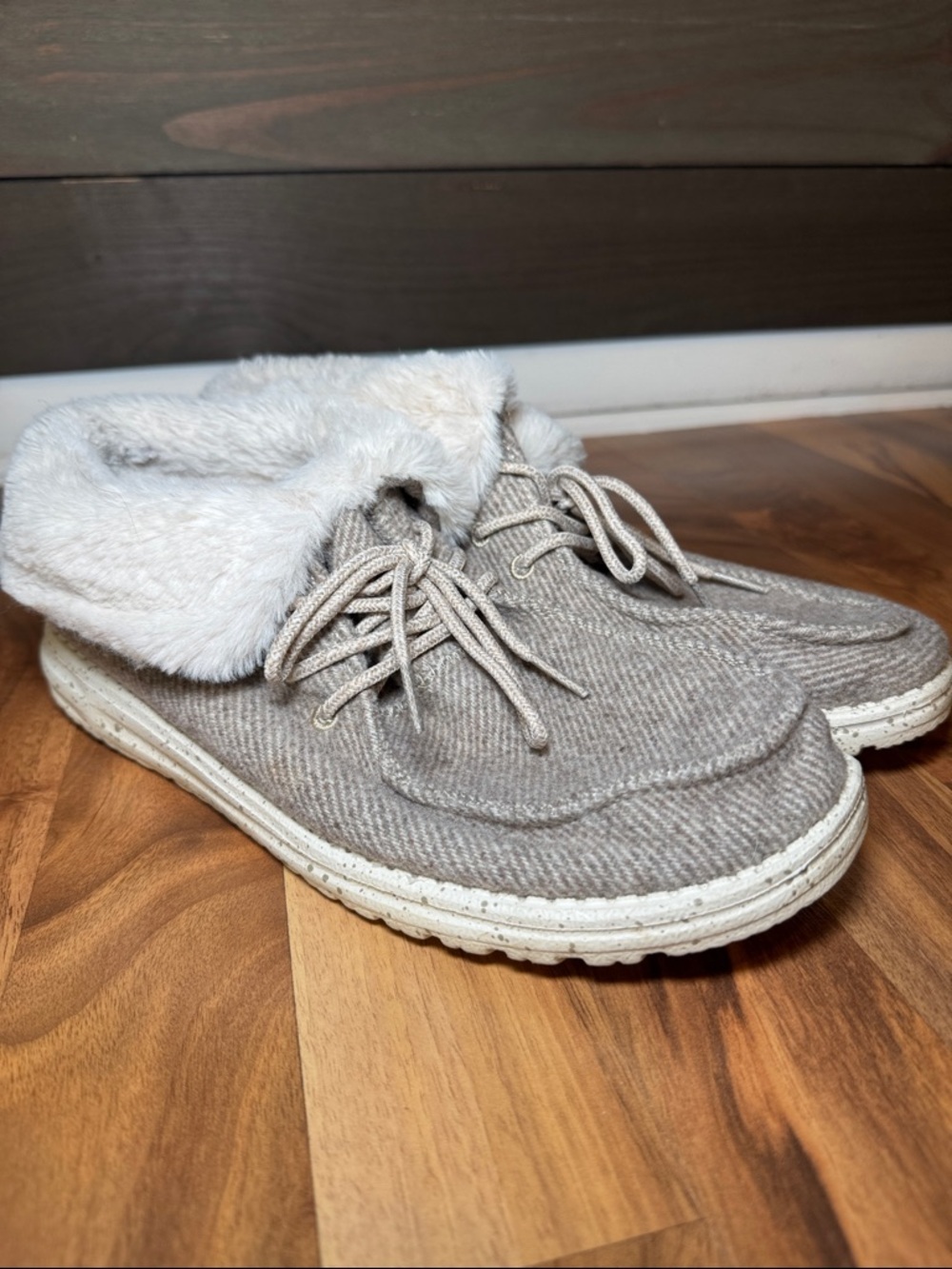 Hey Dude Cozy Faux-Fur Lined Slip-On Shoes in Light Taupe /boots